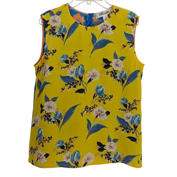 Diane von Furstenberg Floral Silk Top Size Small Multicolor Sleeveless Summer - Picture 2 of 8